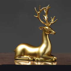 Golden Deer Resin Decorative Sculpture