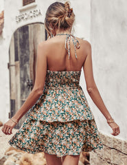Women’s Boho Halter Backless Summer Dress