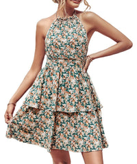Women’s Boho Halter Backless Summer Dress