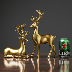 Golden Deer Resin Decorative Sculpture