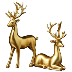 Golden Deer Resin Decorative Sculpture