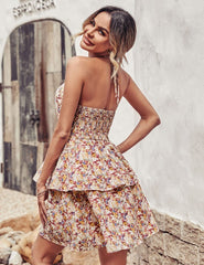 Women’s Boho Halter Backless Summer Dress
