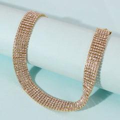 Trendy Full Rhinestone Alloy Necklace