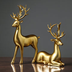 Golden Deer Resin Decorative Sculpture
