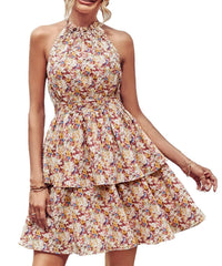 Women’s Boho Halter Backless Summer Dress