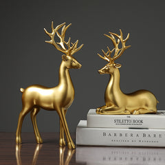 Golden Deer Resin Decorative Sculpture