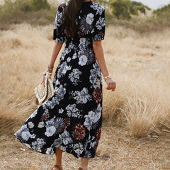 Women’s Floral V-Neck Summer Beach Dress
