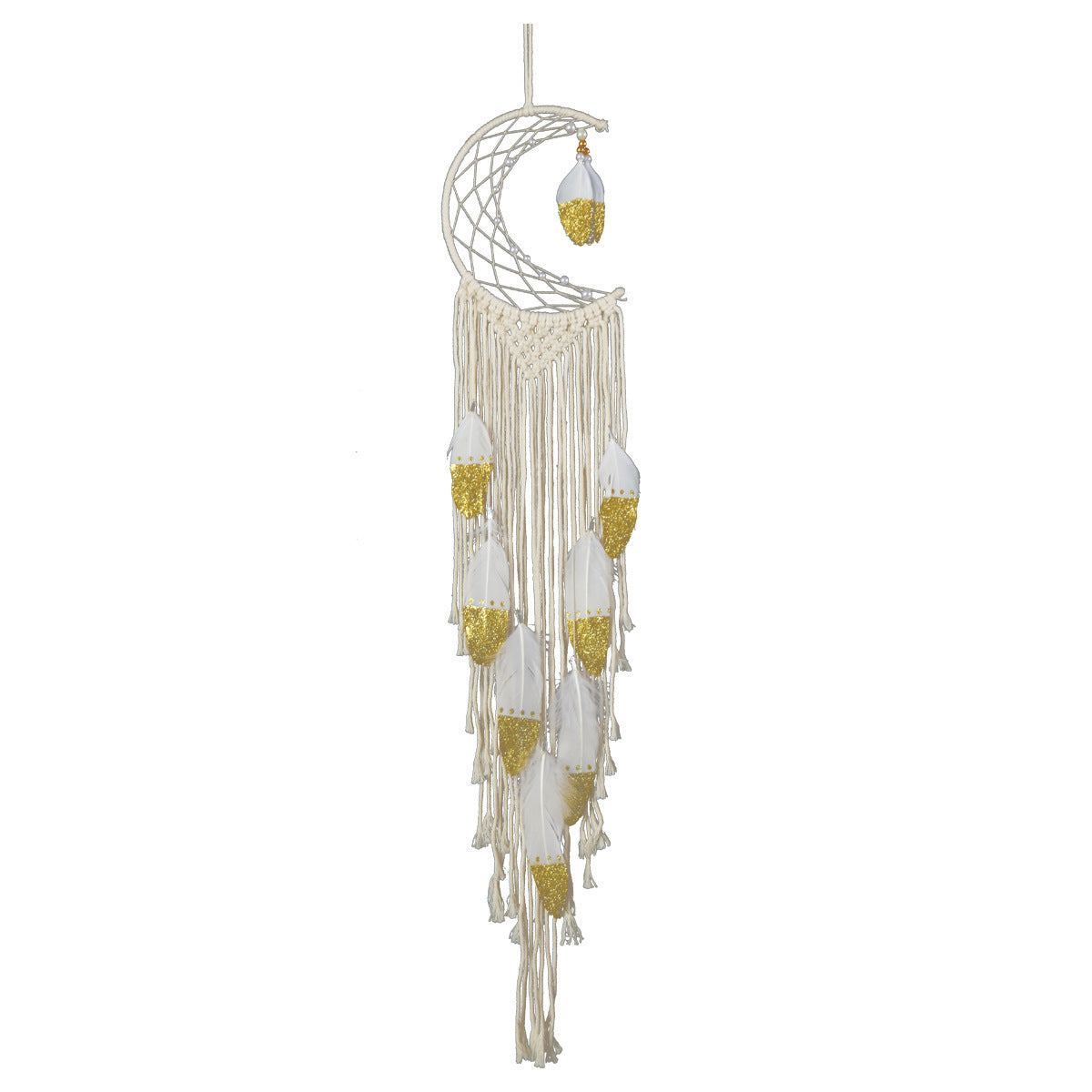 Gold Crescent Moon Dream Catcher Decor
