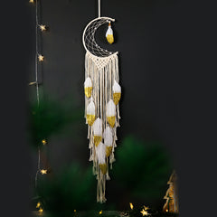 Gold Crescent Moon Dream Catcher Decor