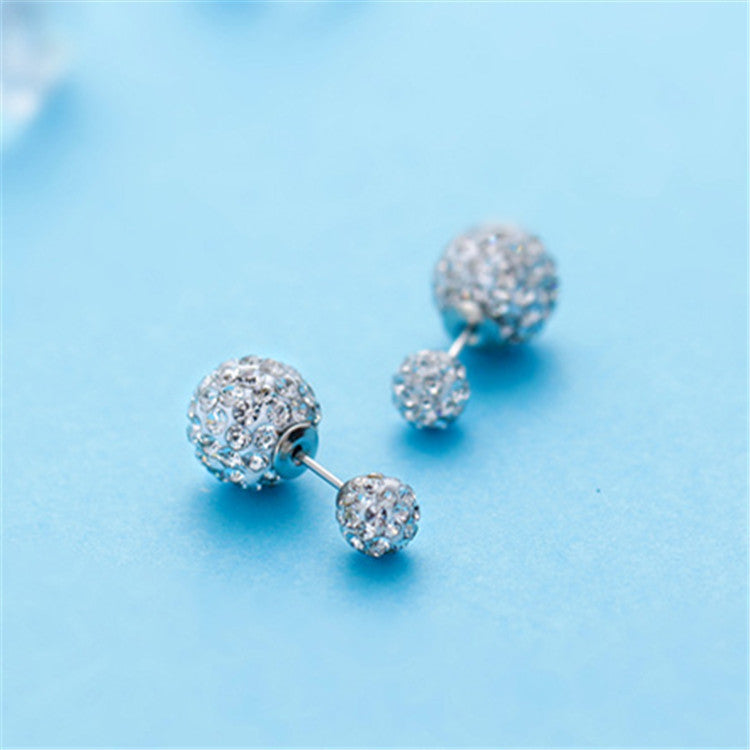 Round Zircon Diamond Ball Earrings