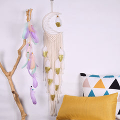 Gold Crescent Moon Dream Catcher Decor