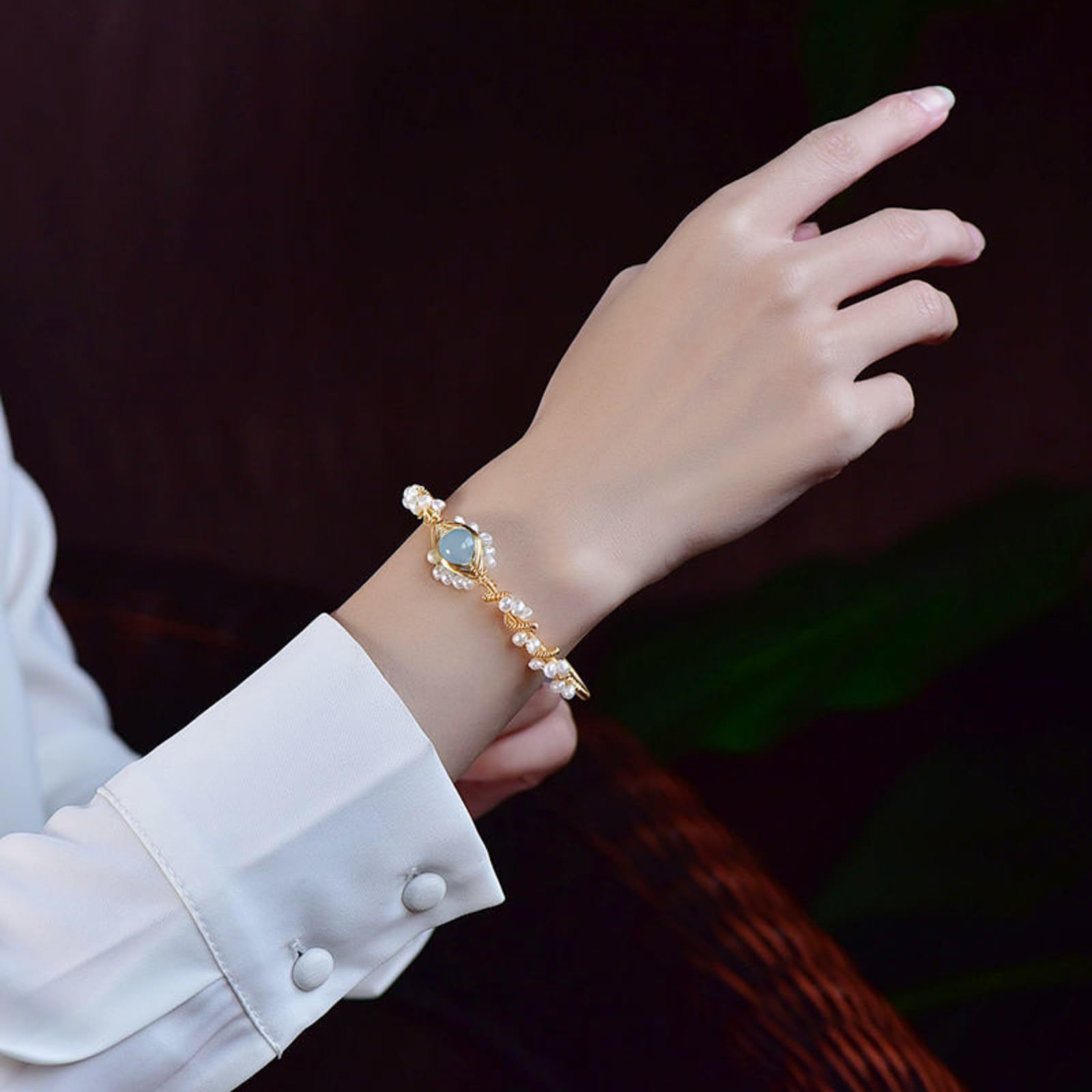 Gold Plated Vintage Pearl Bracelet