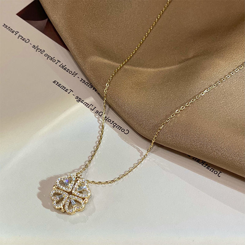 Retro Magnetic Four-Leaf Clover Necklace