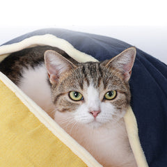 Round Cotton Linen Semi-Enclosed Pet Bed