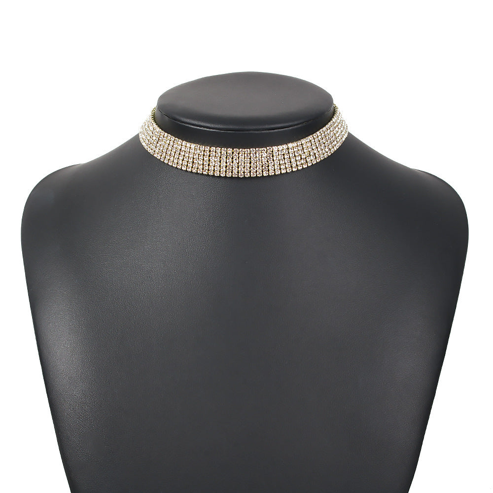 Trendy Full Rhinestone Alloy Necklace